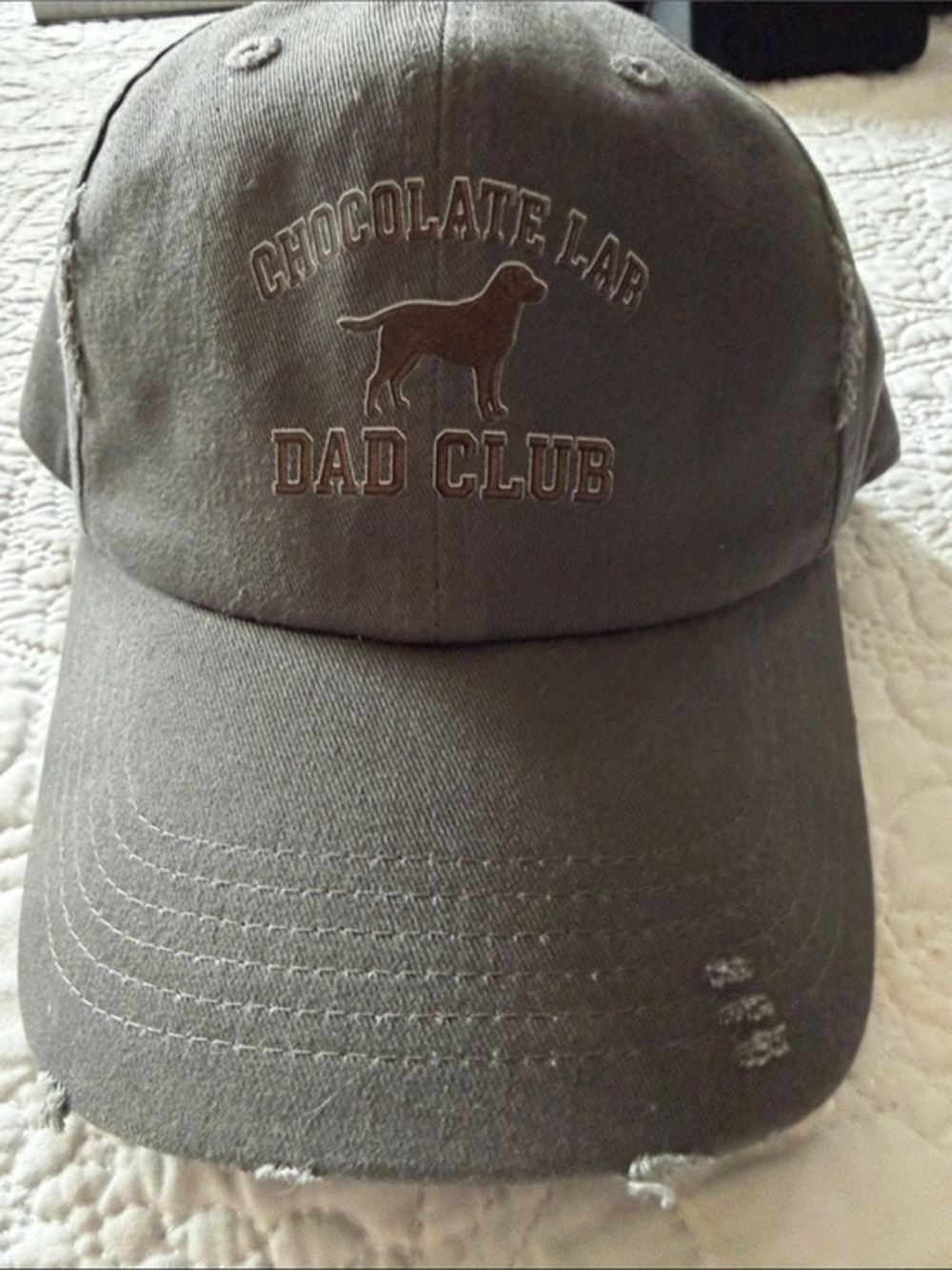 New Distressed Chocolate Lab Dad Club Vintage Baseball Cap - Stone Grey Dad Cap